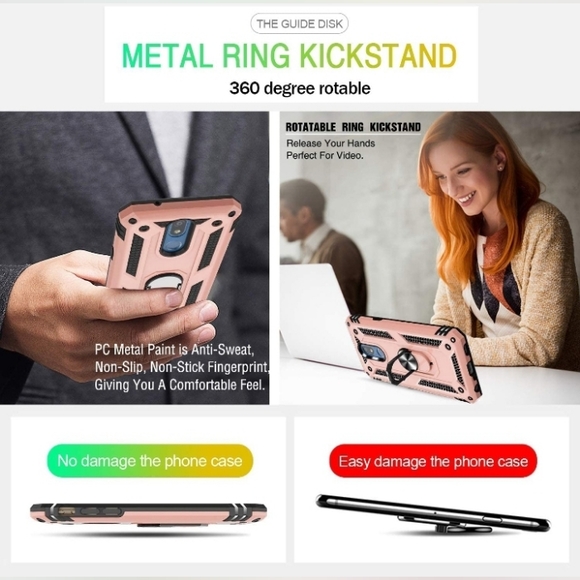Gritup Metal Ring Kickstand Armor Cover Phone Case for LG K40, LG Solo Rose Gold - Picture 4 of 10